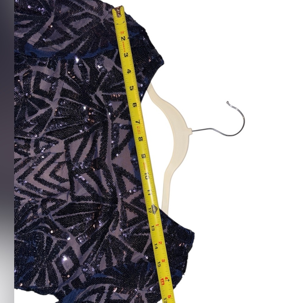 Dress The Population Nordstrom Emery Midi Dress Navy Sequin Long Sleeve Size XS - Picture 10 of 12